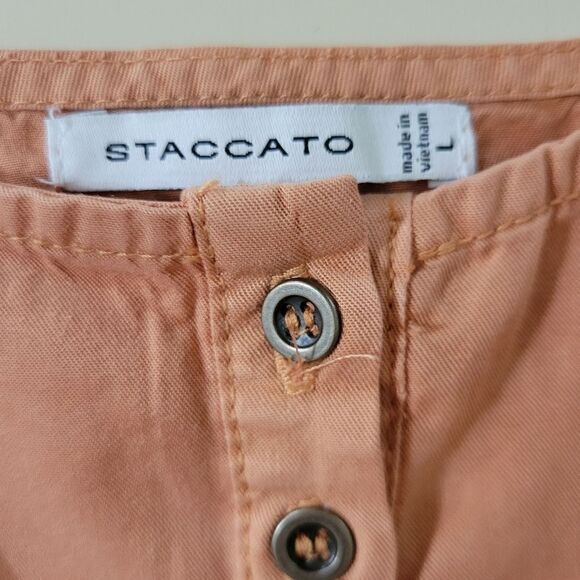 Staccato Women's Peach Four Button Accent Tank Romper - Picture 5 of 16